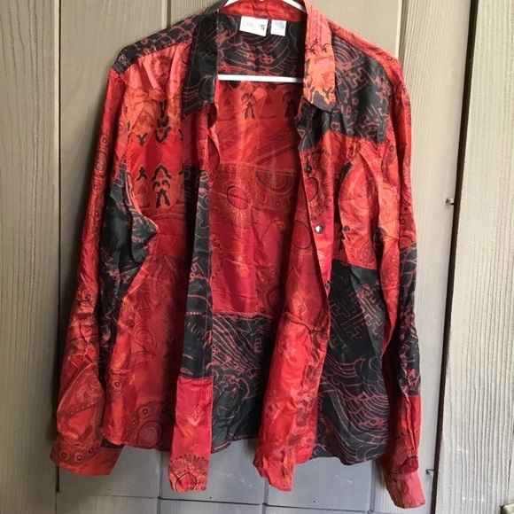 Red silk Chico’s shirt- perfect for all seasons - Picture 1 of 7